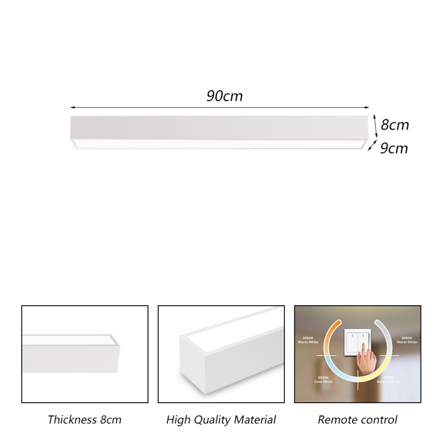 Immax NEO 07258L - LED loftlampe dæmpbar NEO LITE LUNGO LED/29W/230V 3000-6000K Wi-Fi Tuya hvid + fjernbetjening