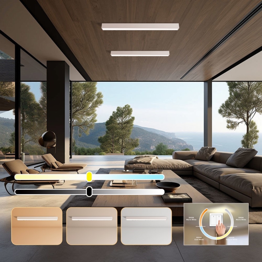 Immax NEO 07259L - LED loftlampe dæmpbar NEO LITE LUNGO LED/38W/230V 3000-6000K Wi-Fi Tuya hvid + fjernbetjening