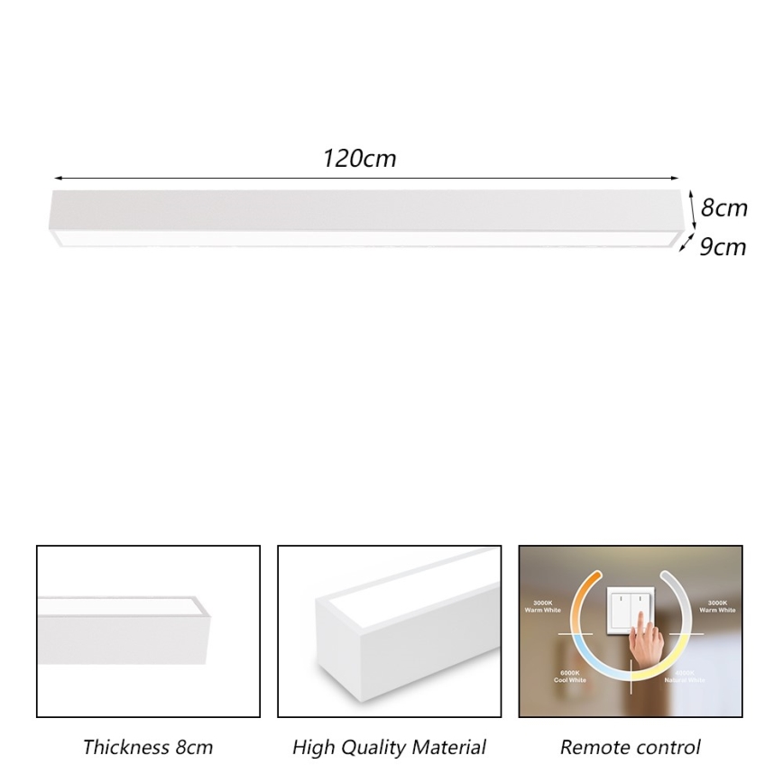 Immax NEO 07259L - LED loftlampe dæmpbar NEO LITE LUNGO LED/38W/230V 3000-6000K Wi-Fi Tuya hvid + fjernbetjening