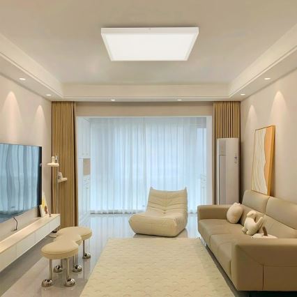 Immax NEO 07277L - LED loftlampe til badeværelse dæmpbar NEO LITE FRAME LED/50W/230V IP44 Wi-Fi Tuya +remote kontrol hvid
