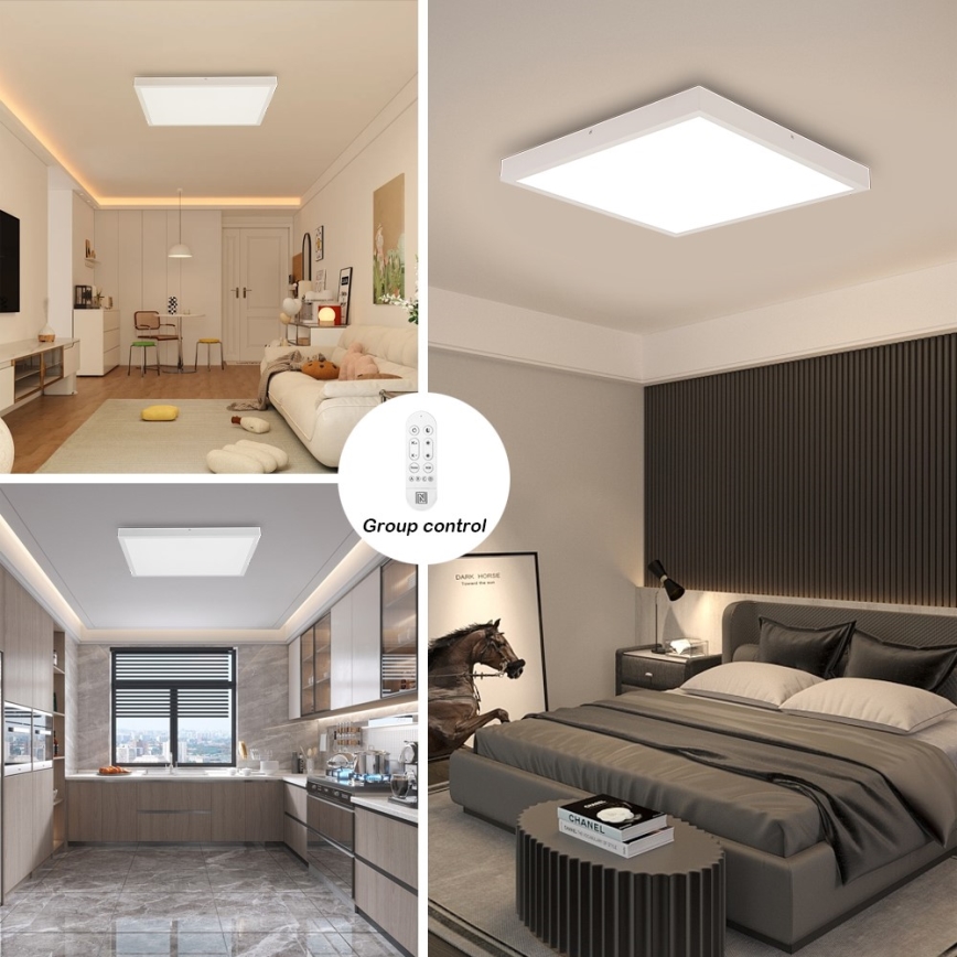 Immax NEO 07277L - LED loftlampe til badeværelse dæmpbar NEO LITE FRAME LED/50W/230V IP44 Wi-Fi Tuya +remote kontrol hvid
