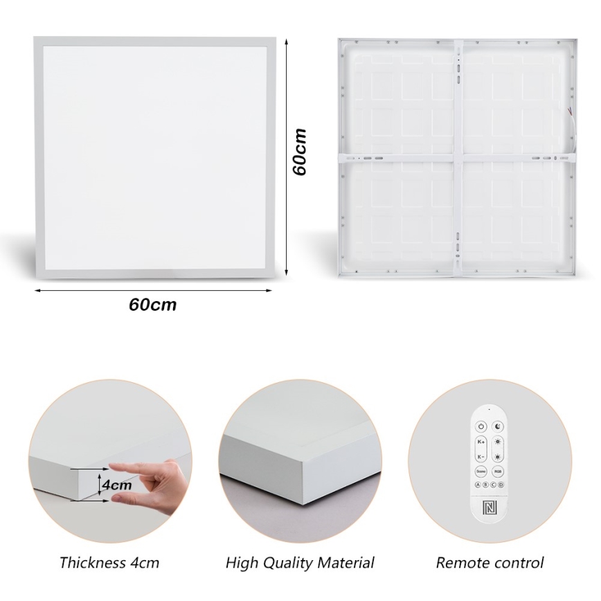 Immax NEO 07277L - LED loftlampe til badeværelse dæmpbar NEO LITE FRAME LED/50W/230V IP44 Wi-Fi Tuya +remote kontrol hvid
