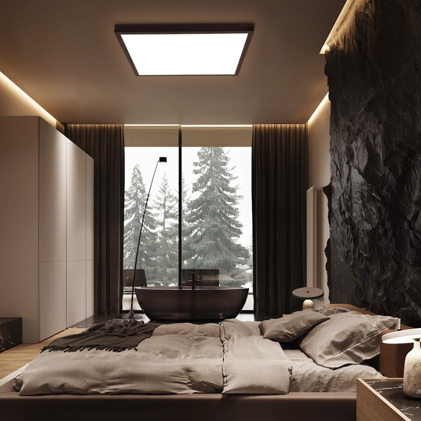 Immax NEO 07279L - LED loftlampe til badeværelse dæmpbar NEO LITE FRAME LED/50W/230V IP44 Wi-Fi Tuya + fjernbetjening sort