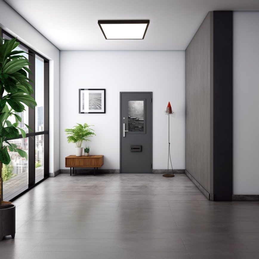 Immax NEO 07279L - LED loftlampe til badeværelse dæmpbar NEO LITE FRAME LED/50W/230V IP44 Wi-Fi Tuya + fjernbetjening sort