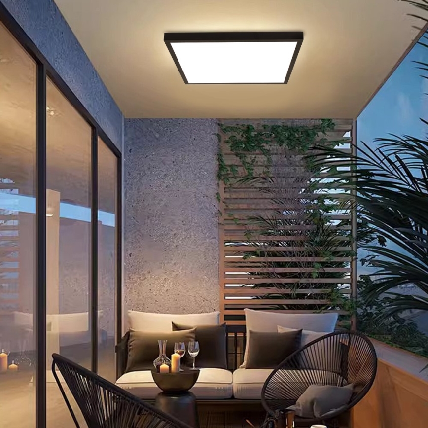 Immax NEO 07279L - LED loftlampe til badeværelse dæmpbar NEO LITE FRAME LED/50W/230V IP44 Wi-Fi Tuya + fjernbetjening sort