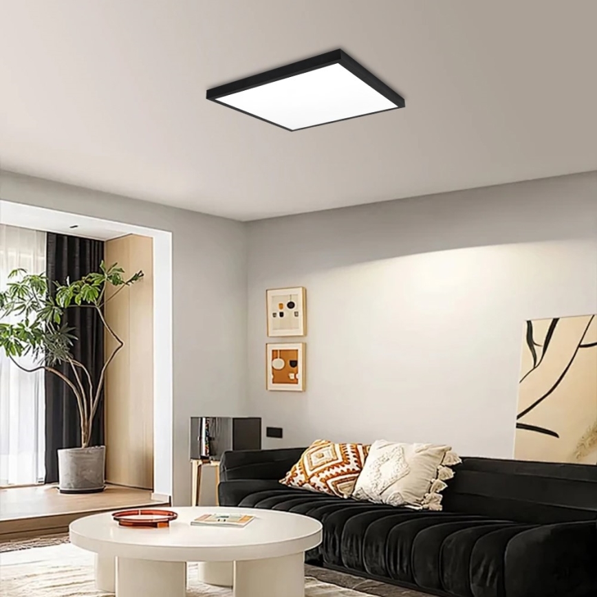 Immax NEO 07279L - LED loftlampe til badeværelse dæmpbar NEO LITE FRAME LED/50W/230V IP44 Wi-Fi Tuya + fjernbetjening sort