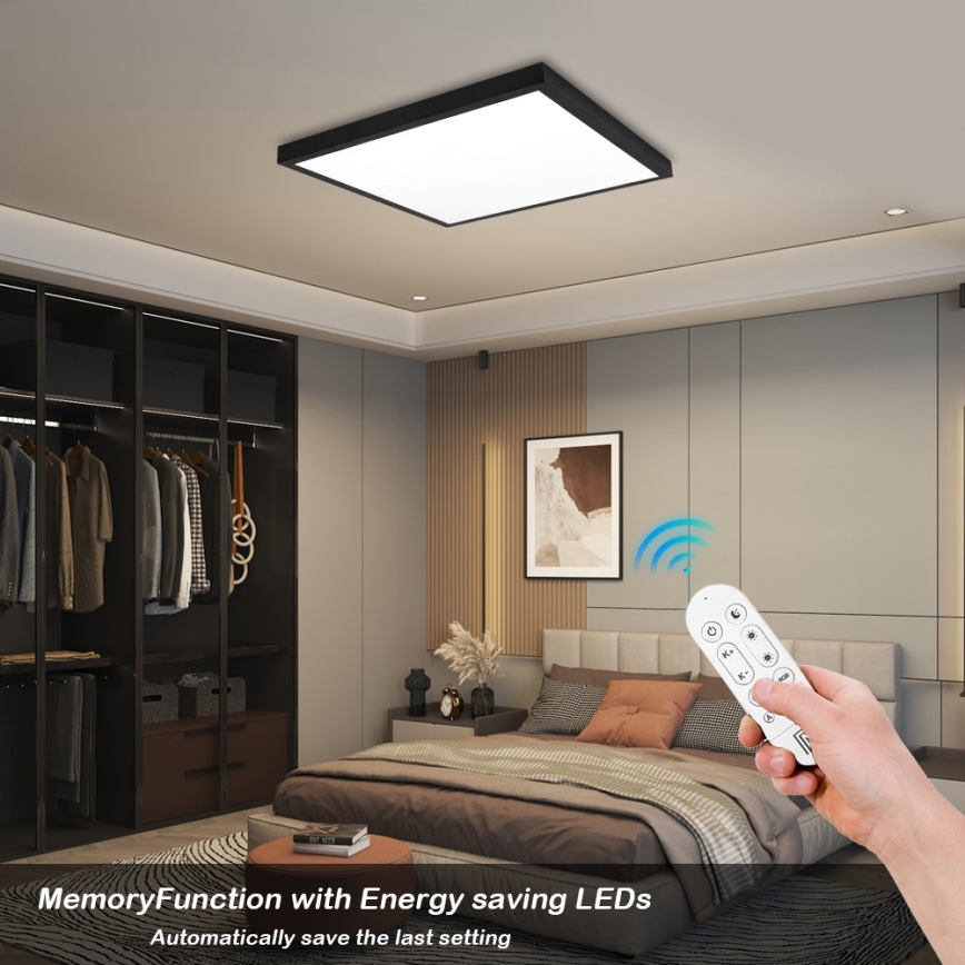 Immax NEO 07279L - LED loftlampe til badeværelse dæmpbar NEO LITE FRAME LED/50W/230V IP44 Wi-Fi Tuya + fjernbetjening sort