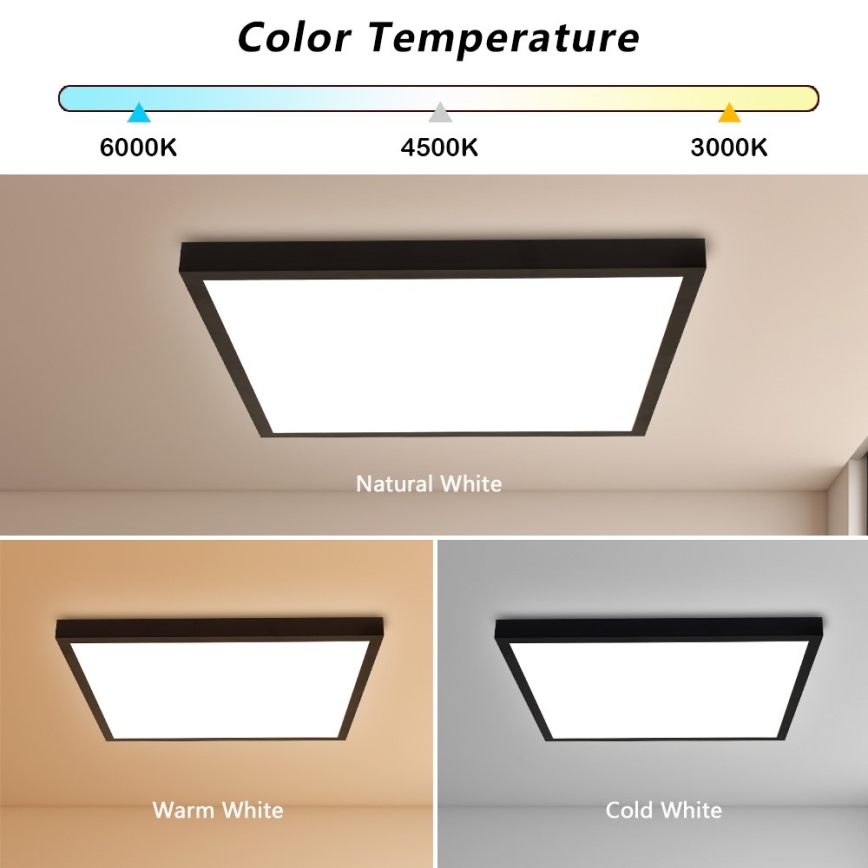 Immax NEO 07279L - LED loftlampe til badeværelse dæmpbar NEO LITE FRAME LED/50W/230V IP44 Wi-Fi Tuya + fjernbetjening sort