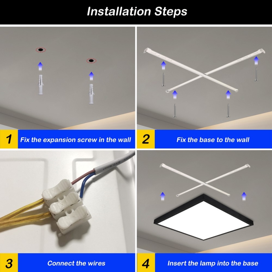 Immax NEO 07279L - LED loftlampe til badeværelse dæmpbar NEO LITE FRAME LED/50W/230V IP44 Wi-Fi Tuya + fjernbetjening sort