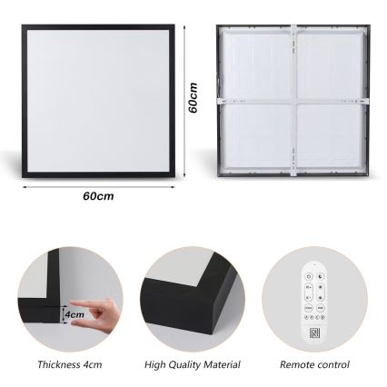 Immax NEO 07279L - LED loftlampe til badeværelse dæmpbar NEO LITE FRAME LED/50W/230V IP44 Wi-Fi Tuya + fjernbetjening sort