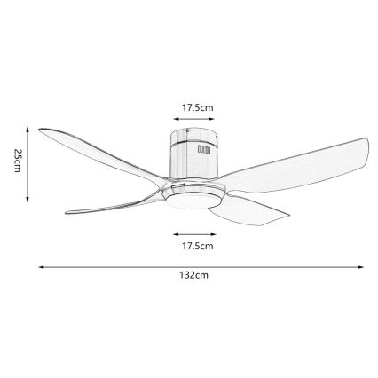 Immax NEO 07282L - LED+CCT Dæmpbar loftventilator PURE LED/24W/230V 3000/4000/6000K Wi-Fi Tuya + fjernbetjening