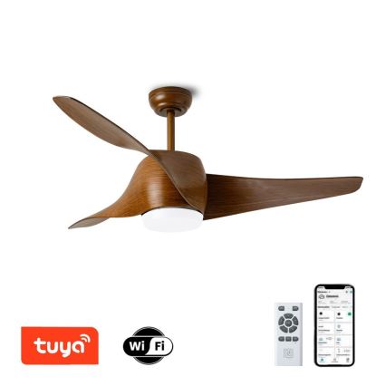 Immax NEO 07286L - LED loftventilator dæmpbar WAVE LED/18W/230V Wi-Fi Tuya brun + fjernbetjening