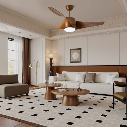 Immax NEO 07286L - LED loftventilator WAVE LED/18W/230V Wi-Fi Tuya brun Ø 132 cm + fjernbetjening