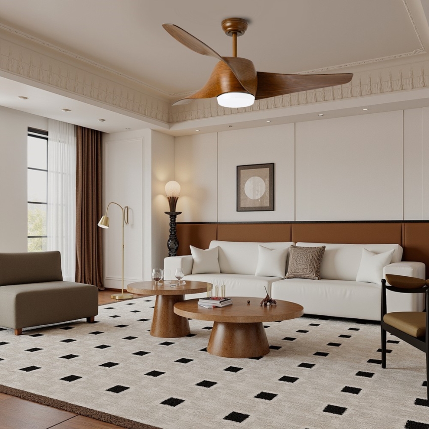 Immax NEO 07286L - LED loftventilator WAVE LED/18W/230V Wi-Fi Tuya brun Ø 132 cm + fjernbetjening