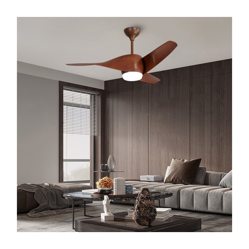 Immax NEO 07286L - LED loftventilator WAVE LED/18W/230V Wi-Fi Tuya brun Ø 132 cm + fjernbetjening