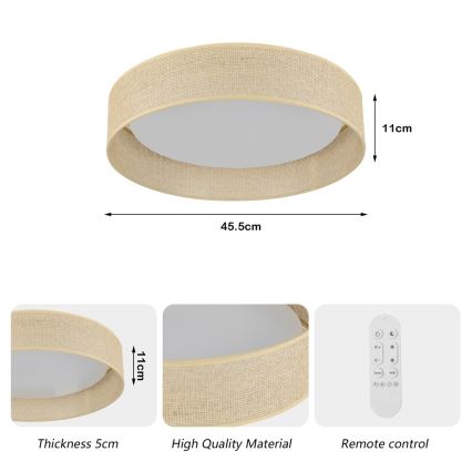 Immax NEO 07289L - LED+CCT Dæmpbar loftlampe LONA LED/36W/230V 3000-6000K Wi-Fi Tuya Ø 45,5 cm + fjernbetjening