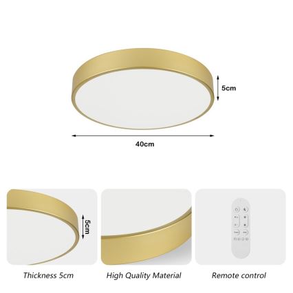 Immax NEO 07292L - LED dæmpbar loftlampe NEO LITE SEMPLICI LED/36W/230V 3000-6000K Ø 40 cm Wi-Fi Tuya guld + fjernbetjening