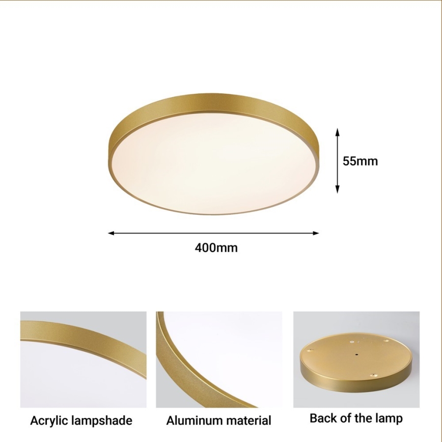 Immax NEO 07292L - LED dæmpbar loftlampe NEO LITE SEMPLICI LED/36W/230V 3000-6000K Ø 40 cm Wi-Fi Tuya guld + fjernbetjening