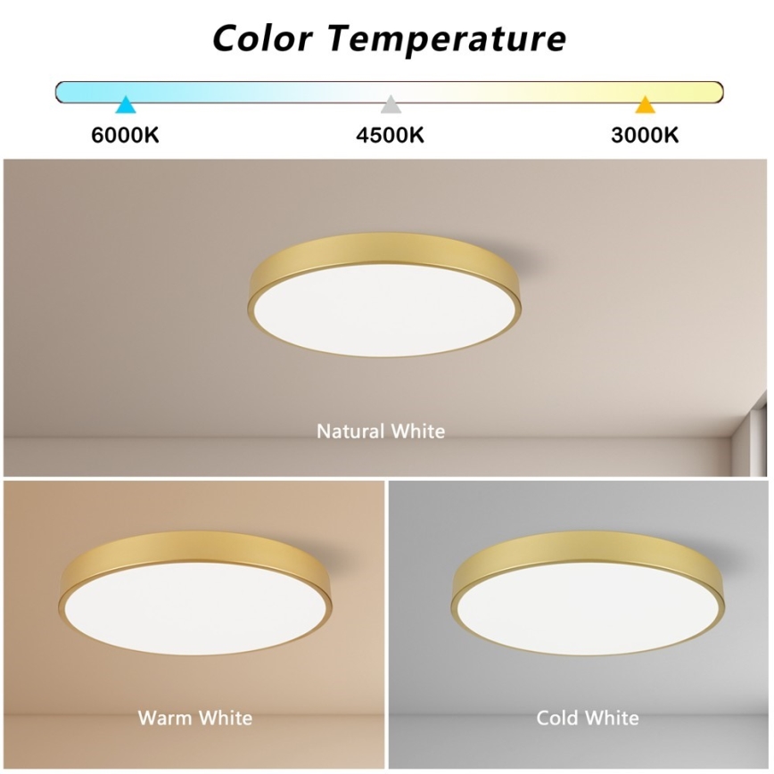Immax NEO 07293L - Dæmpbar LED-loftlampe NEO LITE SEMPLICI LED/60W/230V 3000-6000K Ø 60 cm Wi-Fi Tuya guld + fjernbetjening