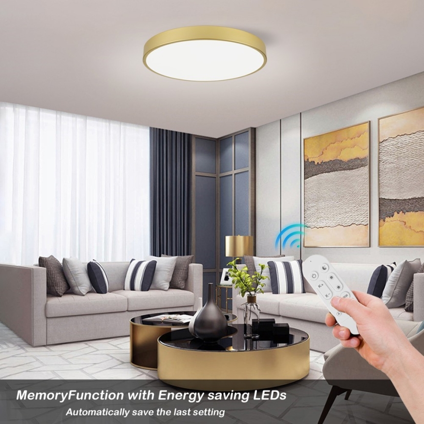 Immax NEO 07293L - Dæmpbar LED-loftlampe NEO LITE SEMPLICI LED/60W/230V 3000-6000K Ø 60 cm Wi-Fi Tuya guld + fjernbetjening