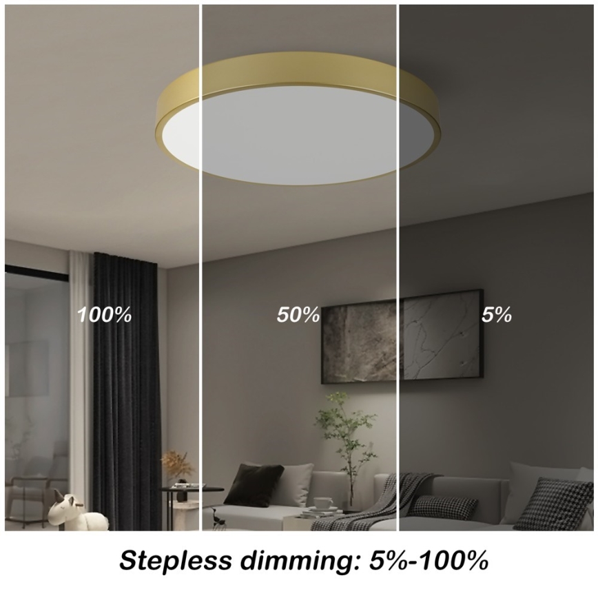 Immax NEO 07293L - Dæmpbar LED-loftlampe NEO LITE SEMPLICI LED/60W/230V 3000-6000K Ø 60 cm Wi-Fi Tuya guld + fjernbetjening