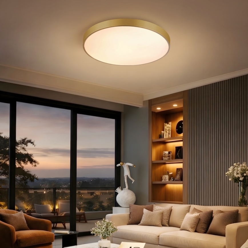 Immax NEO 07293L - Dæmpbar LED-loftlampe NEO LITE SEMPLICI LED/60W/230V 3000-6000K Ø 60 cm Wi-Fi Tuya guld + fjernbetjening
