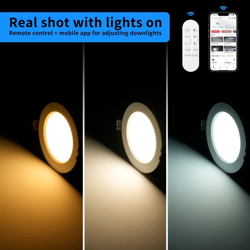 Immax NEO 07294L - Dæmpbar LED-indbygningsdownlight DOWN LED/12W/230V Wi-Fi Ø 12 cm hvid