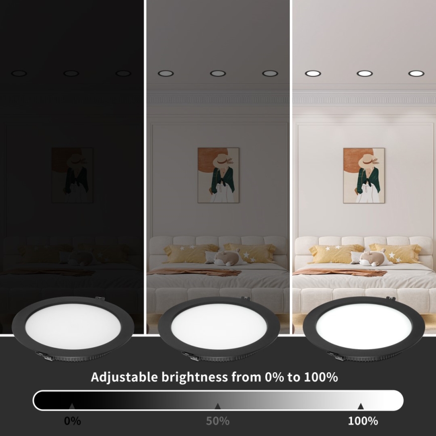 Immax NEO 07294L - LED dæmpbar indbygningsdownlight DOWN LED/12W/230V Wi-Fi Ø 12 cm sort