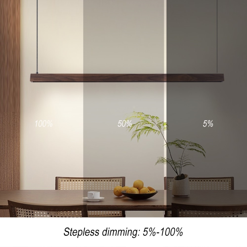 Immax NEO 07300L - Dæmpbar LED-pendel MADEIRA LED/26W/230V Wi-Fi Tuya 122 cm valnød + fjernbetjening