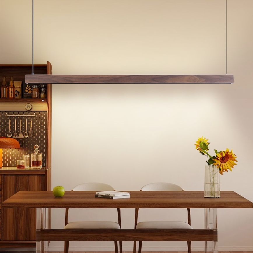 Immax NEO 07300L - Dæmpbar LED-pendel MADEIRA LED/26W/230V Wi-Fi Tuya 122 cm valnød + fjernbetjening