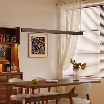 Immax NEO 07300L - Dæmpbar LED-pendel MADEIRA LED/26W/230V Wi-Fi Tuya 122 cm valnød + fjernbetjening