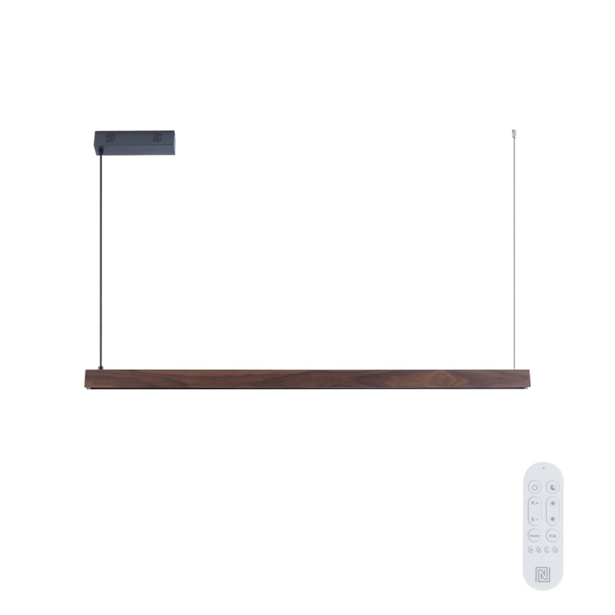 Immax NEO 07300L - Dæmpbar LED-pendel MADEIRA LED/26W/230V Wi-Fi Tuya 122 cm valnød + fjernbetjening