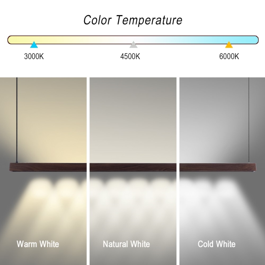Immax NEO 07301L - LED dæmpbar pendel på wire MADEIRA LED/33W/230V Wi-Fi Tuya 152 cm valnød + fjernbetjening
