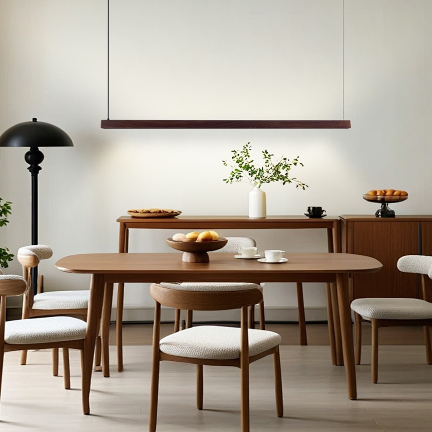 Immax NEO 07301L - LED dæmpbar pendel på wire MADEIRA LED/33W/230V Wi-Fi Tuya 152 cm valnød + fjernbetjening