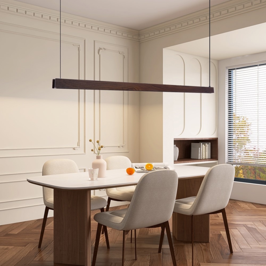 Immax NEO 07301L - LED dæmpbar pendel på wire MADEIRA LED/33W/230V Wi-Fi Tuya 152 cm valnød + fjernbetjening