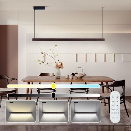 Immax NEO 07302L - LED dæmpbar pendel på wire MADEIRA LED/44W/230V Wi‑Fi Tuya 202 cm valnød + fjernbetjening