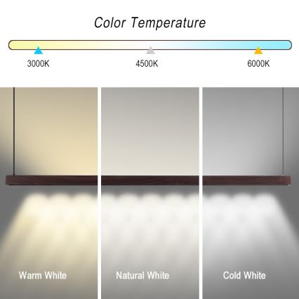 Immax NEO 07302L - LED dæmpbar pendel på wire MADEIRA LED/44W/230V Wi‑Fi Tuya 202 cm valnød + fjernbetjening