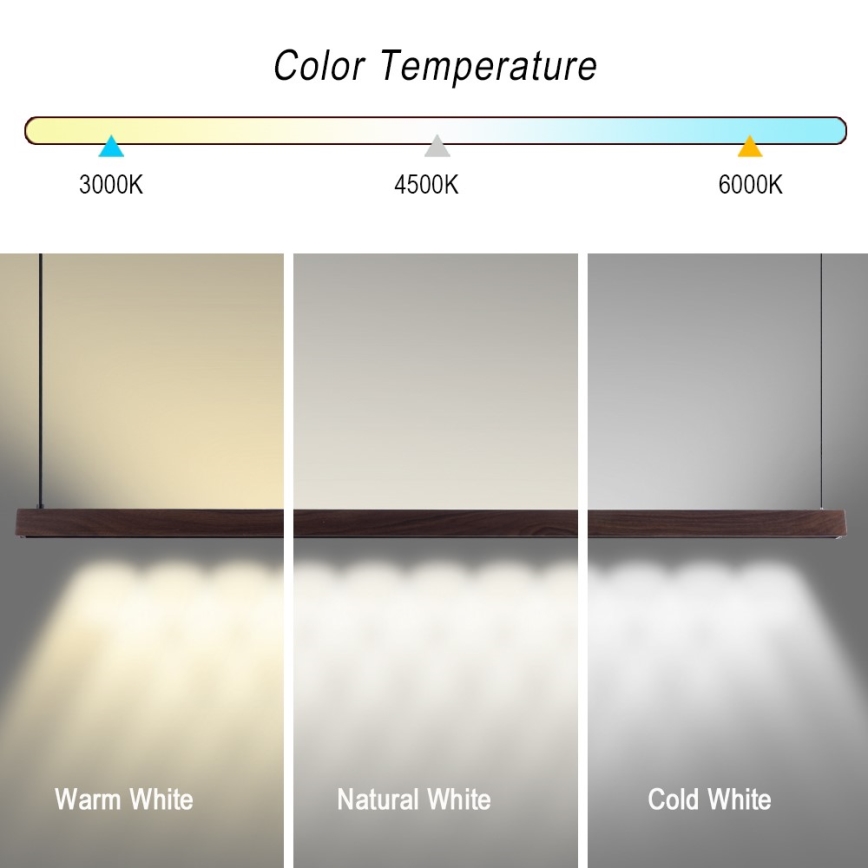 Immax NEO 07302L - LED dæmpbar pendel på wire MADEIRA LED/44W/230V Wi‑Fi Tuya 202 cm valnød + fjernbetjening