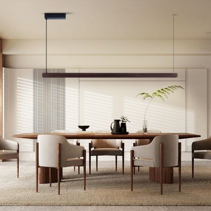 Immax NEO 07302L - LED dæmpbar pendel på wire MADEIRA LED/44W/230V Wi‑Fi Tuya 202 cm valnød + fjernbetjening