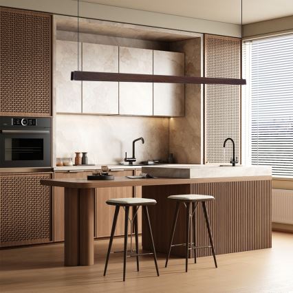 Immax NEO 07302L - LED dæmpbar pendel på wire MADEIRA LED/44W/230V Wi‑Fi Tuya 202 cm valnød + fjernbetjening