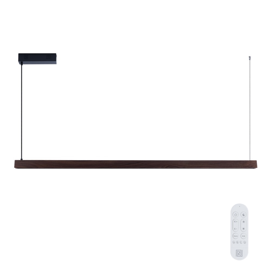 Immax NEO 07302L - LED dæmpbar pendel på wire MADEIRA LED/44W/230V Wi‑Fi Tuya 202 cm valnød + fjernbetjening