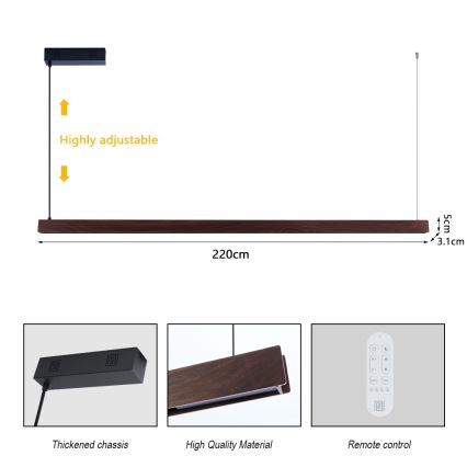 Immax NEO 07302L - LED dæmpbar pendel på wire MADEIRA LED/44W/230V Wi‑Fi Tuya 202 cm valnød + fjernbetjening