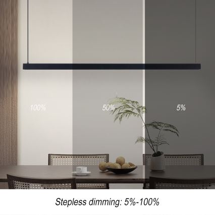 Immax NEO 07307L - Dæmpbar LED-pendel på wire MADEIRA, LED/33W/230V, Wi‑Fi (Tuya), 152 cm, sort + fjernbetjening