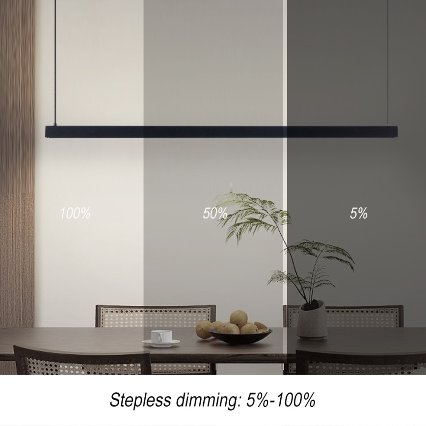 Immax NEO 07307L - Dæmpbar LED-pendel på wire MADEIRA, LED/33W/230V, Wi‑Fi (Tuya), 152 cm, sort + fjernbetjening