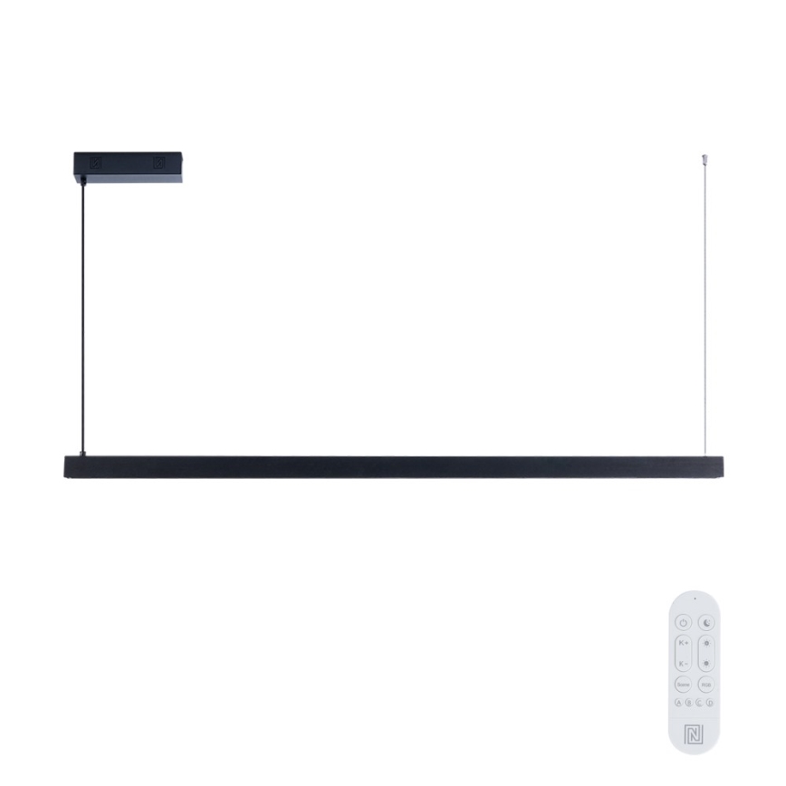 Immax NEO 07307L - Dæmpbar LED-pendel på wire MADEIRA, LED/33W/230V, Wi‑Fi (Tuya), 152 cm, sort + fjernbetjening