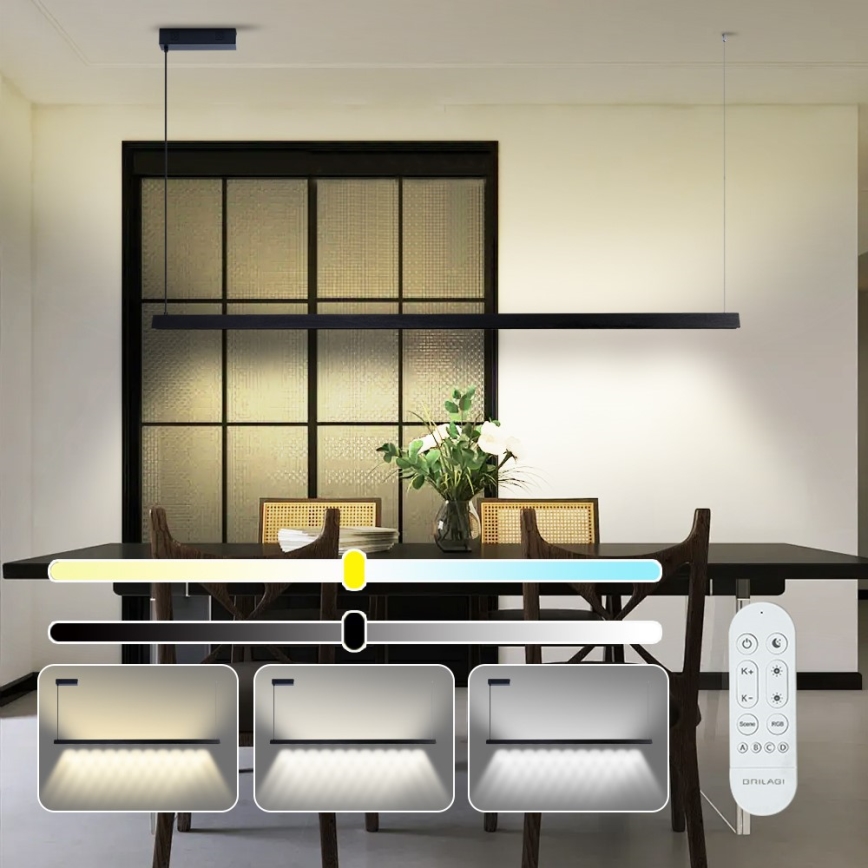 Immax NEO 07308L - LED dæmpbar pendel med wireophæng MADEIRA LED/44W/230V Wi-Fi Tuya 202 cm sort + fjernbetjening