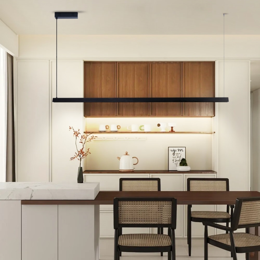 Immax NEO 07308L - LED dæmpbar pendel med wireophæng MADEIRA LED/44W/230V Wi-Fi Tuya 202 cm sort + fjernbetjening