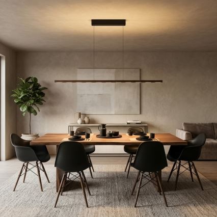 Immax NEO 07309L - Dæmpbar LED-pendel med wireophæng og sensor MADEIRA LED/37W/230V 157 cm valnød