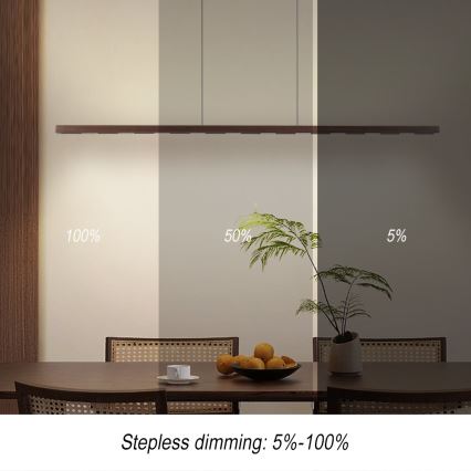 Immax NEO 07309L - Dæmpbar LED-pendel med wireophæng og sensor MADEIRA LED/37W/230V 157 cm valnød