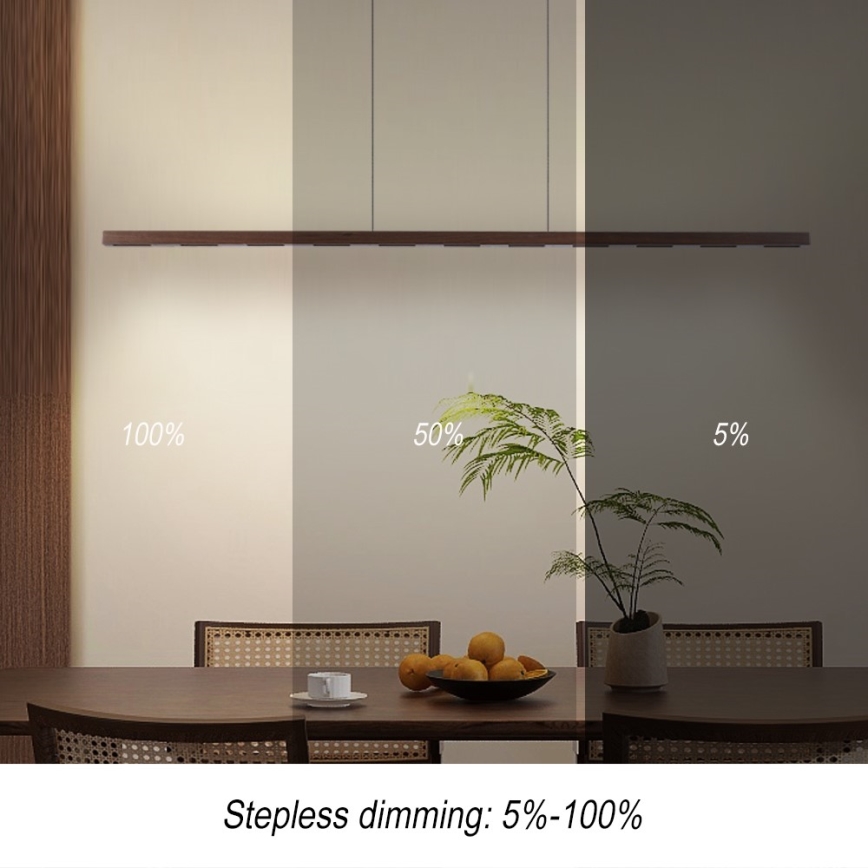 Immax NEO 07309L - Dæmpbar LED-pendel med wireophæng og sensor MADEIRA LED/37W/230V 157 cm valnød